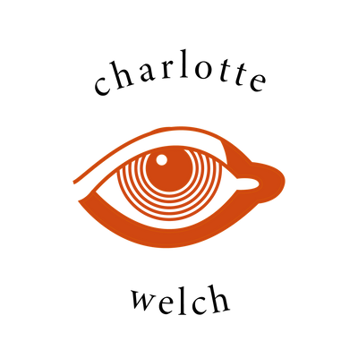 Charlotte Welch Logo, red eye icon and text